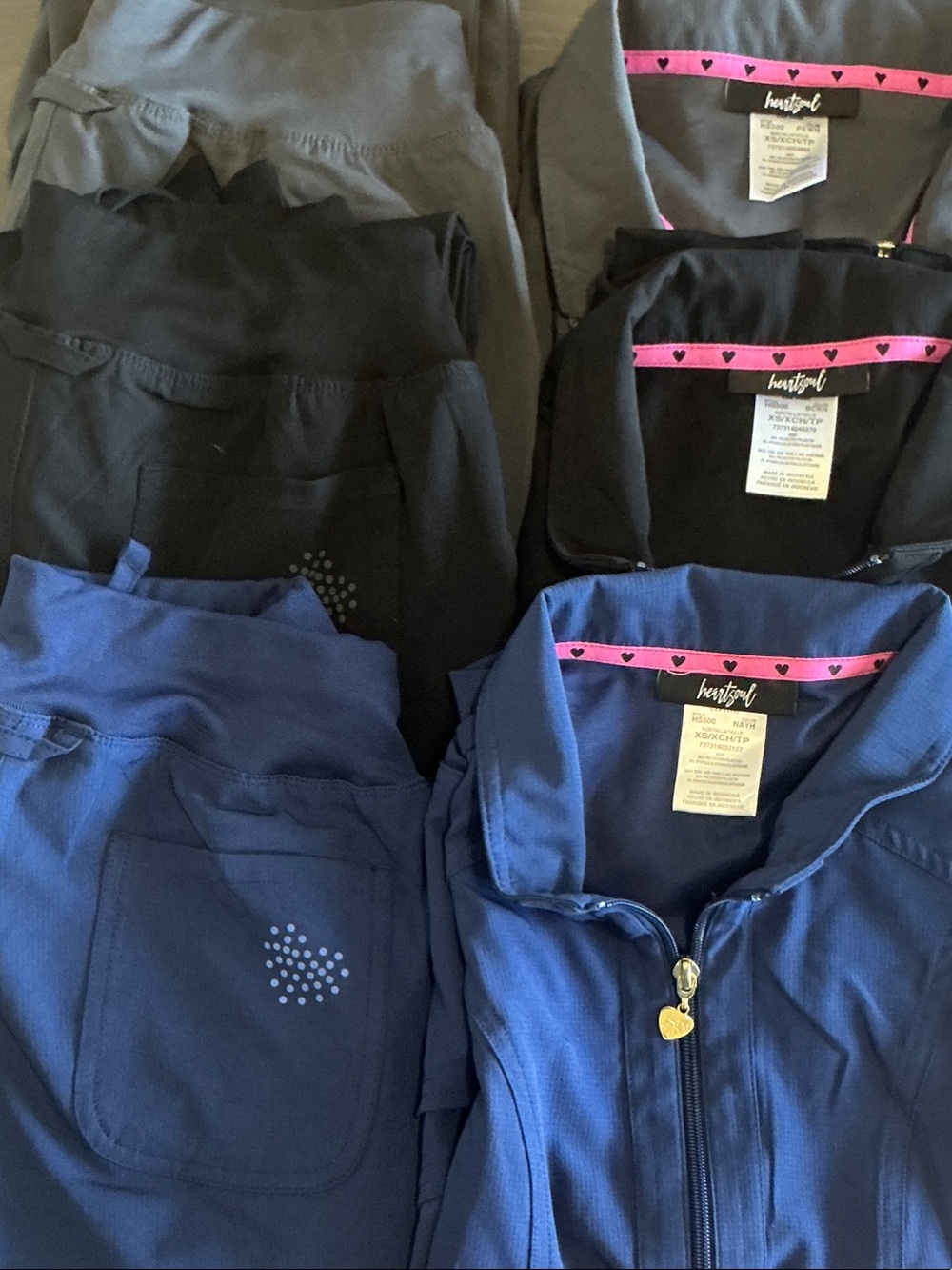HeartSoul Women's Break on Through Vest and Jogger Scrub Pant Sets (3 XS)